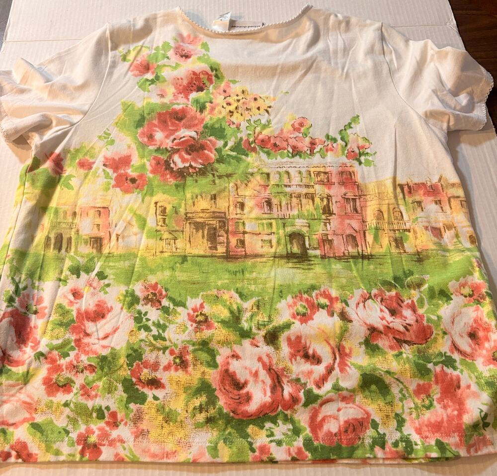 Alfred Dunner upscale tops Itality landscape scene new M